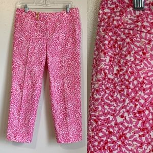 SALE🔥 Lilly Pulitzer Snorkeling Pink Red Small Fish Cropped Pants